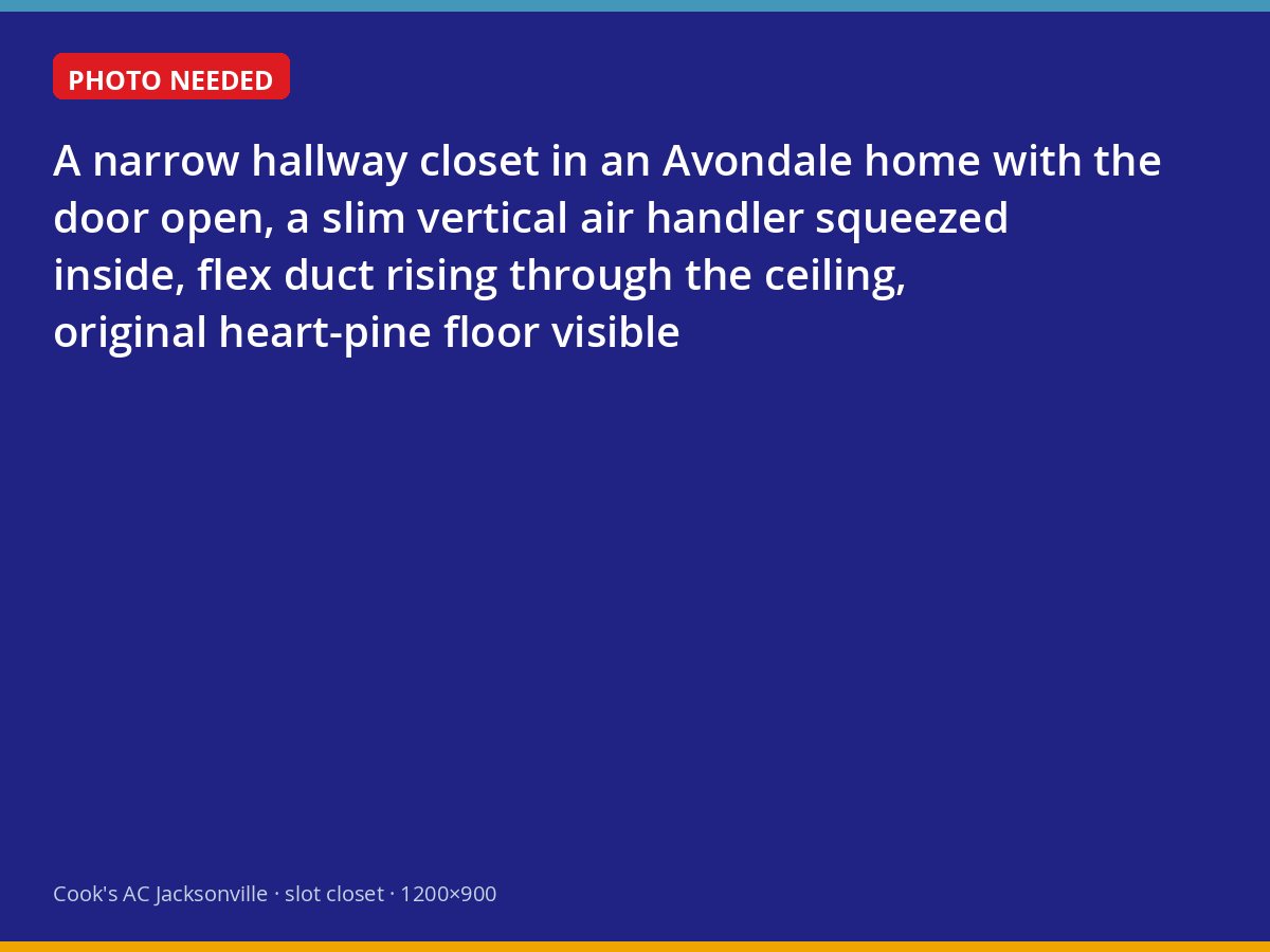 Air handler fitted inside a hallway closet of a historic Avondale home