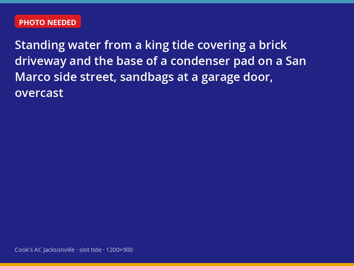 Tidal flooding reaching an air conditioner pad on a San Marco street