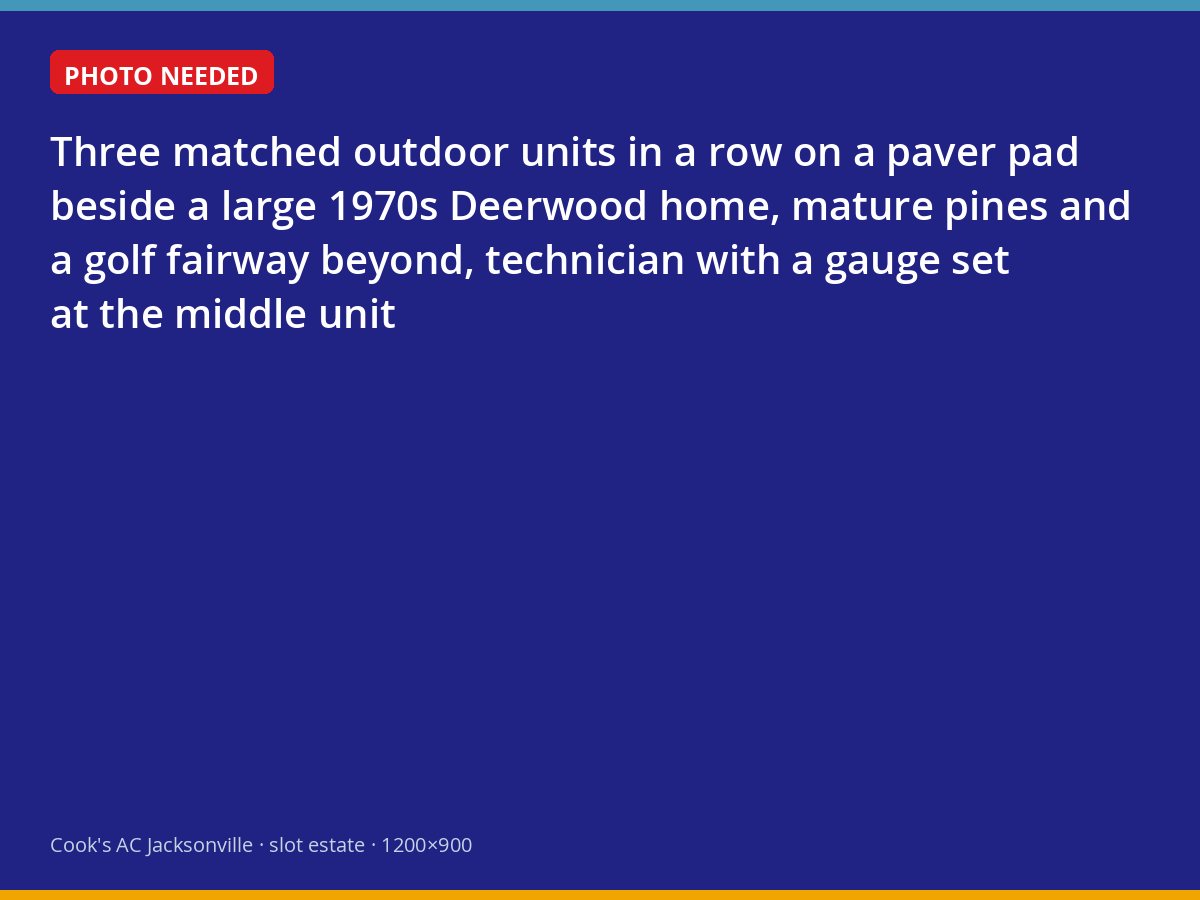 Multiple outdoor air conditioning units beside a Deerwood estate home