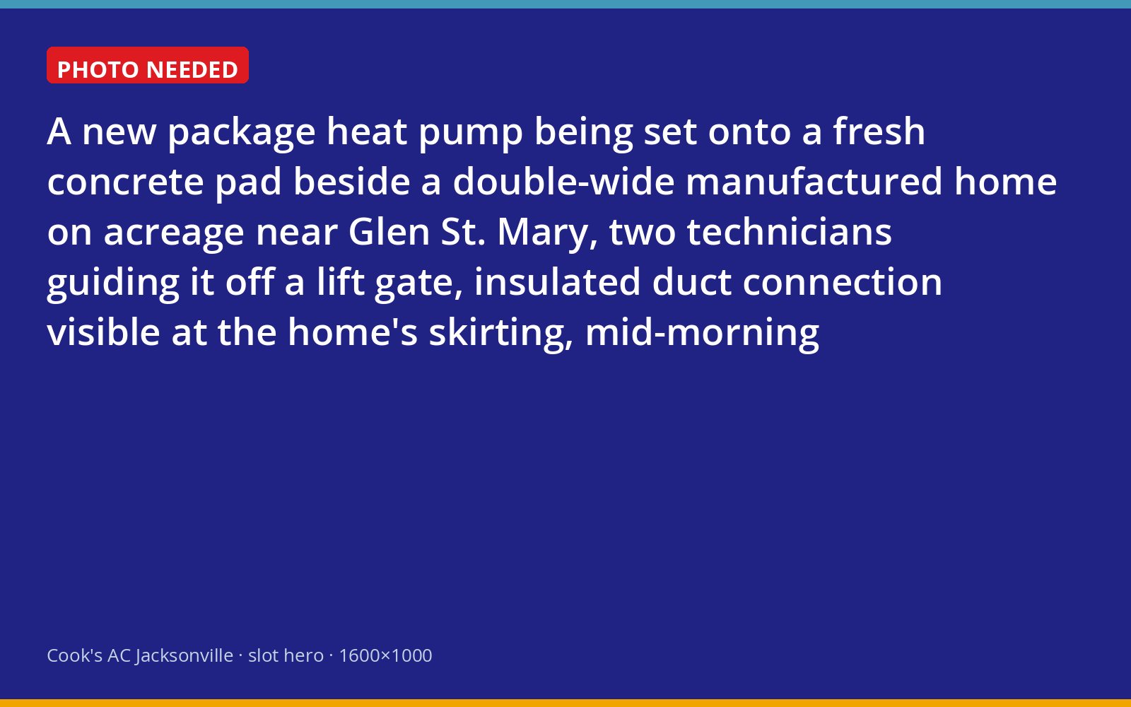 Technicians setting a new package unit beside a manufactured home in Baker County