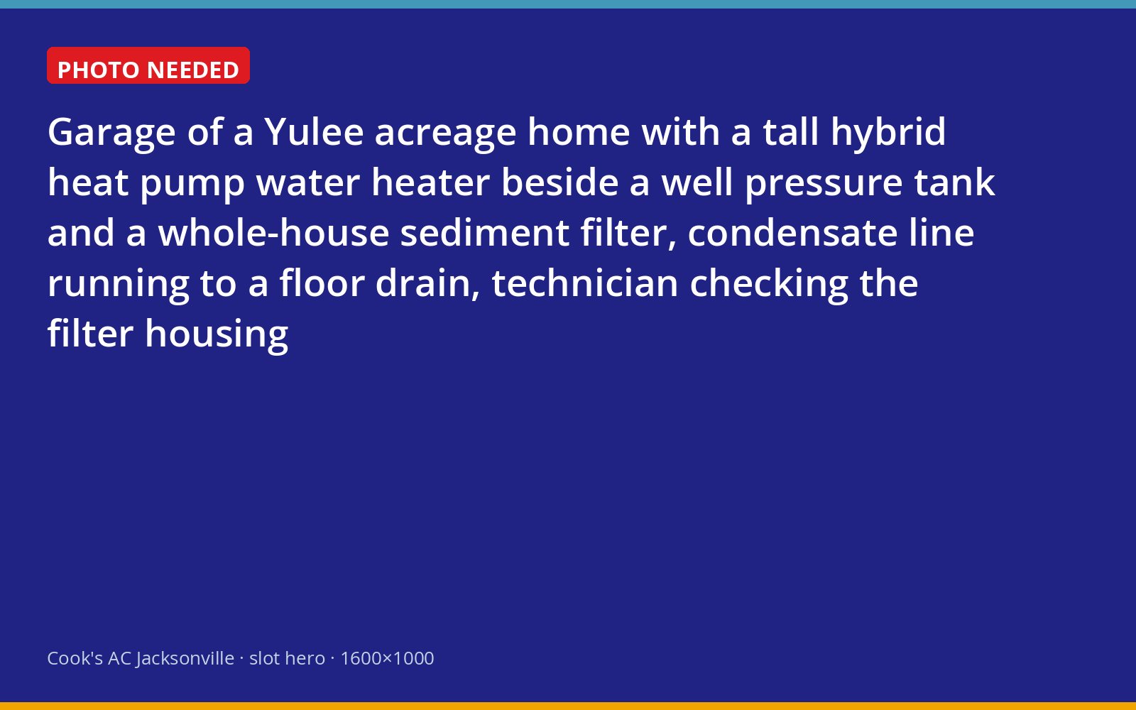 Hybrid heat pump water heater installed beside a well pressure tank and sediment filter in a Yulee garage