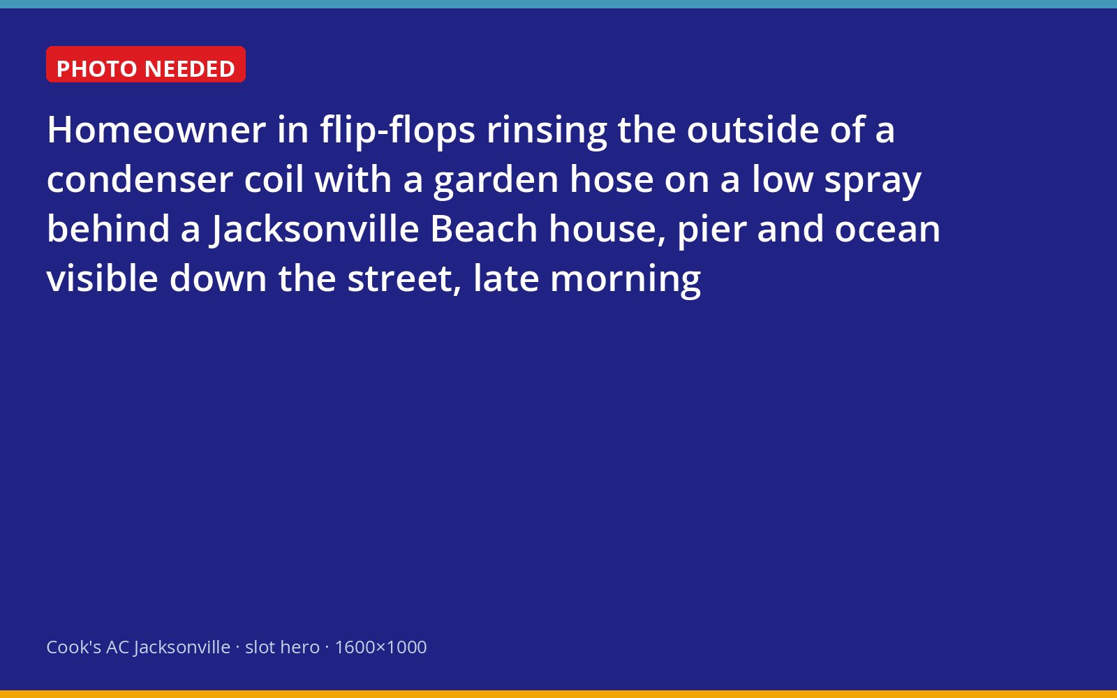 Homeowner rinsing an outdoor air conditioner coil with a hose near the Jacksonville Beach Pier