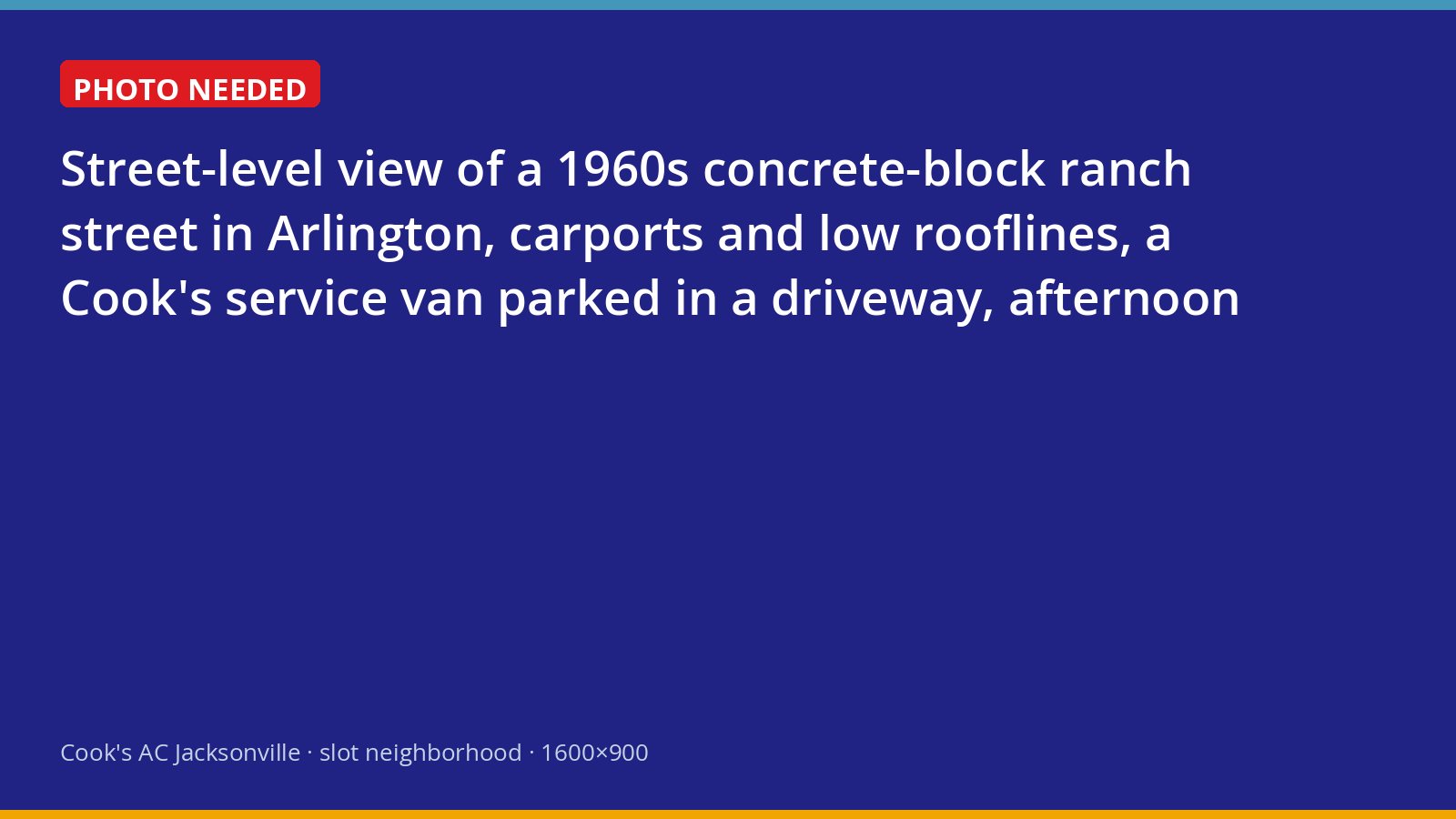 Cook's service van in the driveway of a concrete-block ranch home in Jacksonville's Arlington section