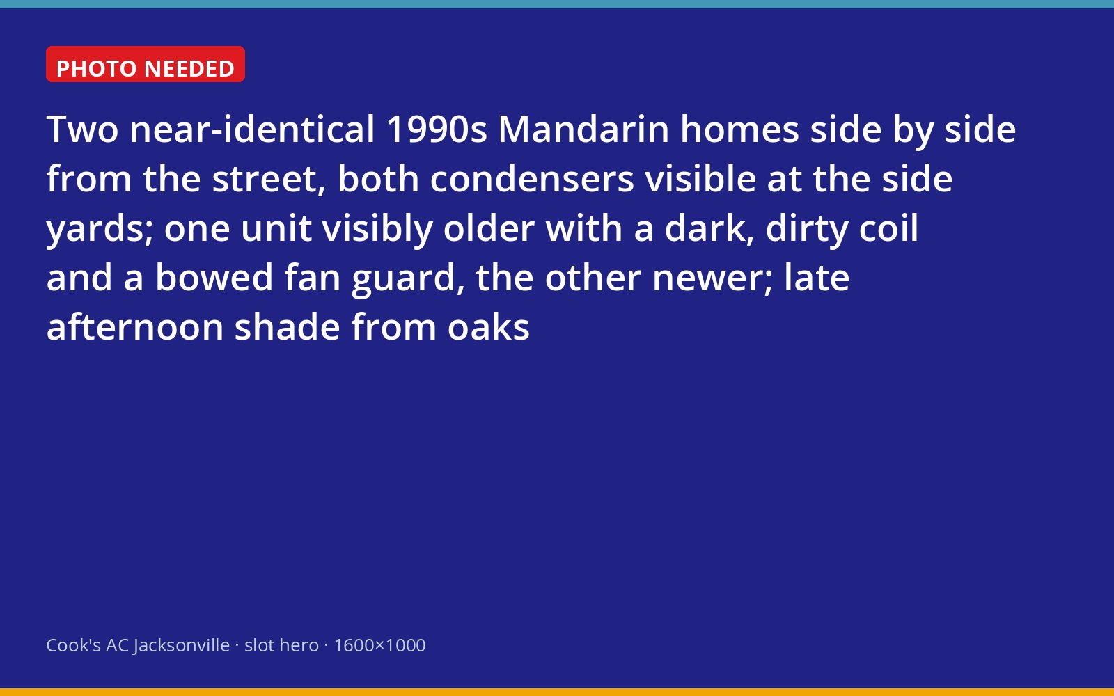 Two identical Mandarin homes in Jacksonville with an aging and a newer air conditioning condenser side by side