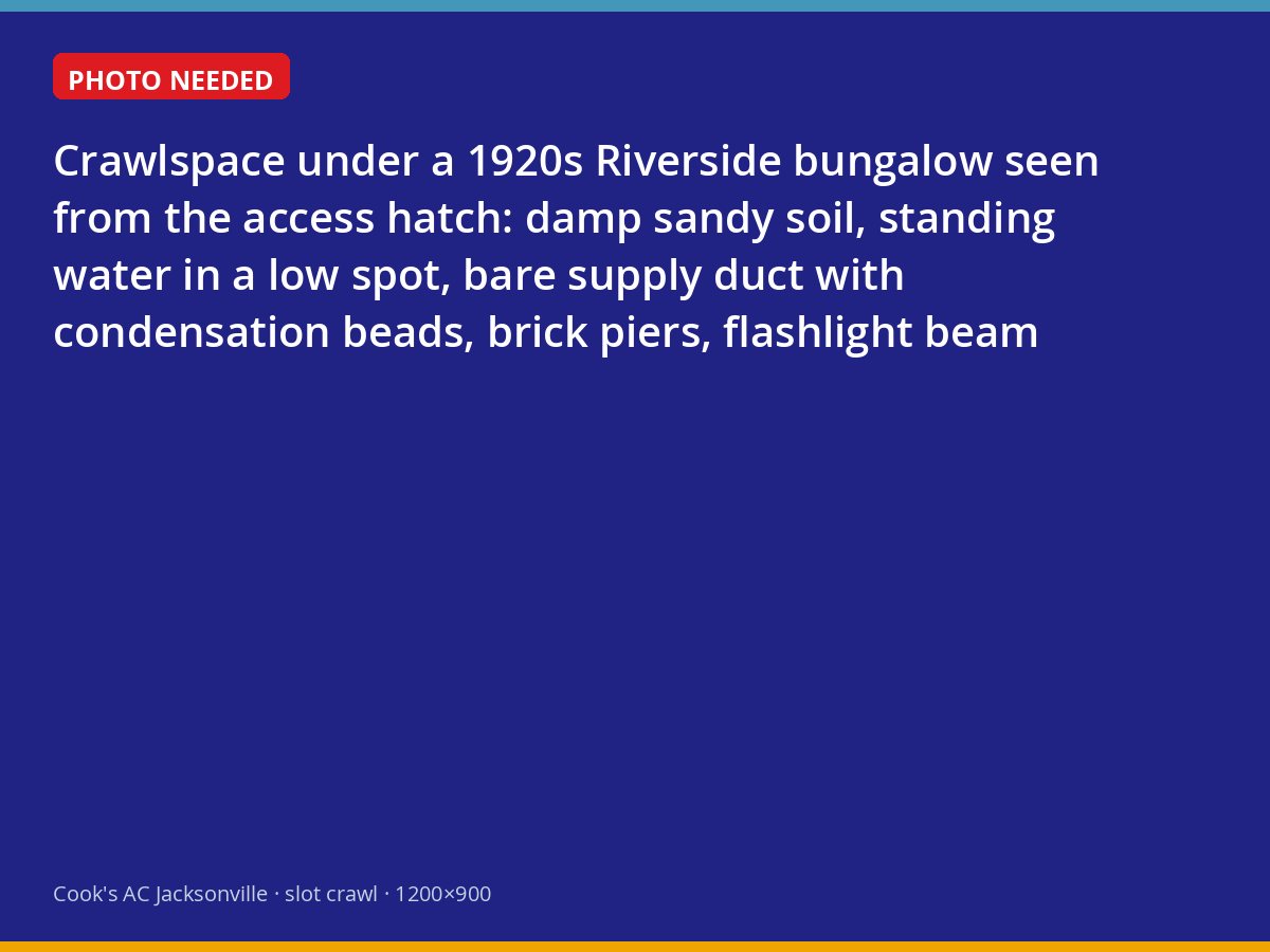 Damp crawlspace with sweating ductwork beneath a historic Riverside home in Jacksonville