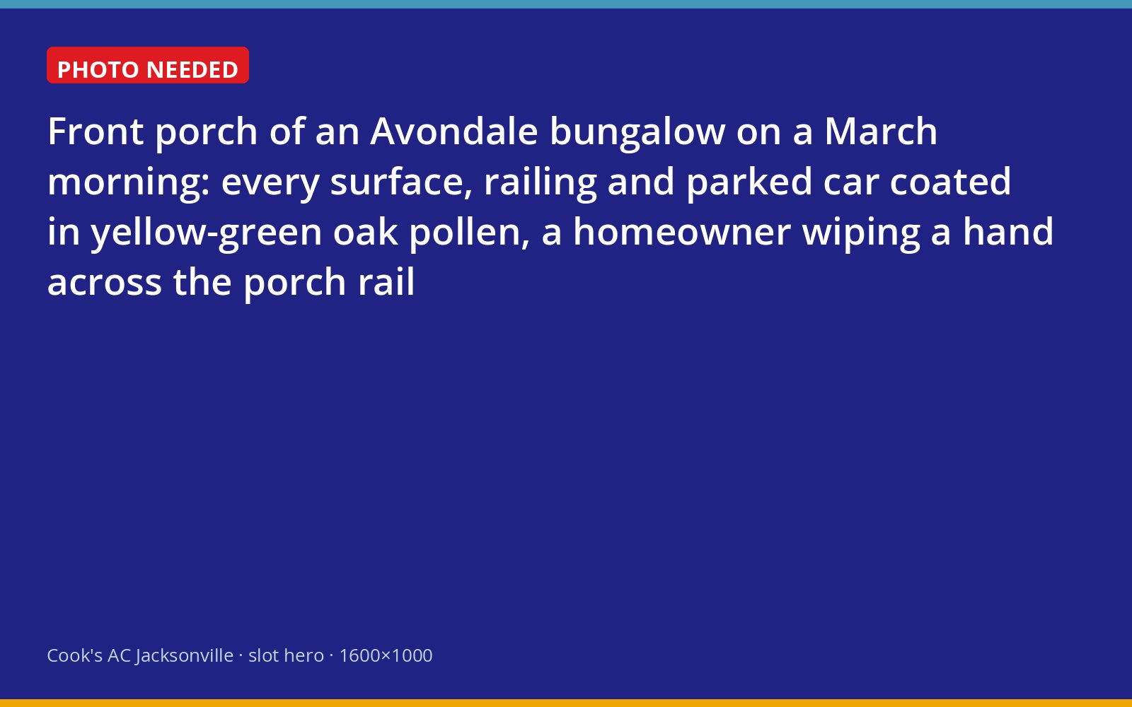 Oak pollen coating the porch rail and a parked car outside an Avondale home in Jacksonville
