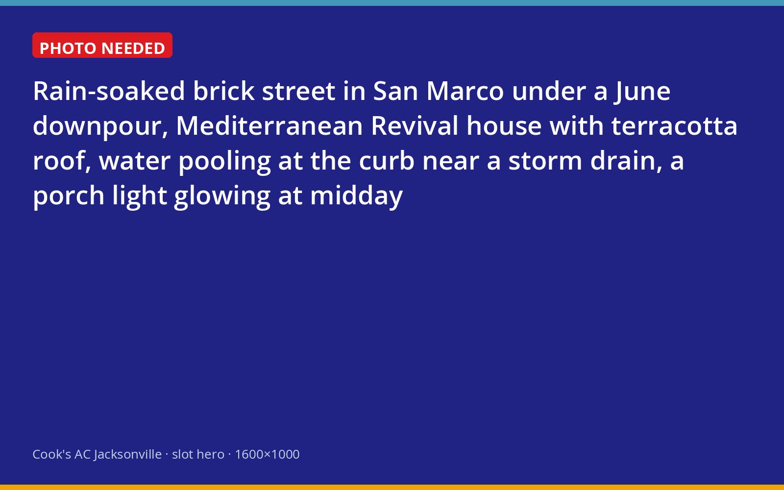 Heavy June rain on a brick street beside a Mediterranean Revival home in San Marco, Jacksonville