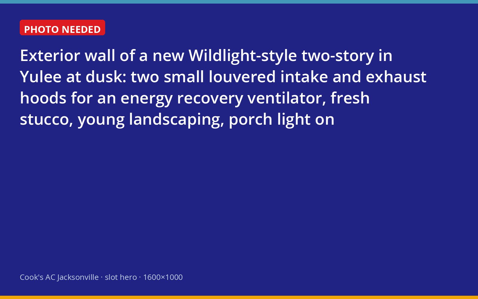 Intake and exhaust hoods for an energy recovery ventilator on the wall of a new Yulee, Florida home