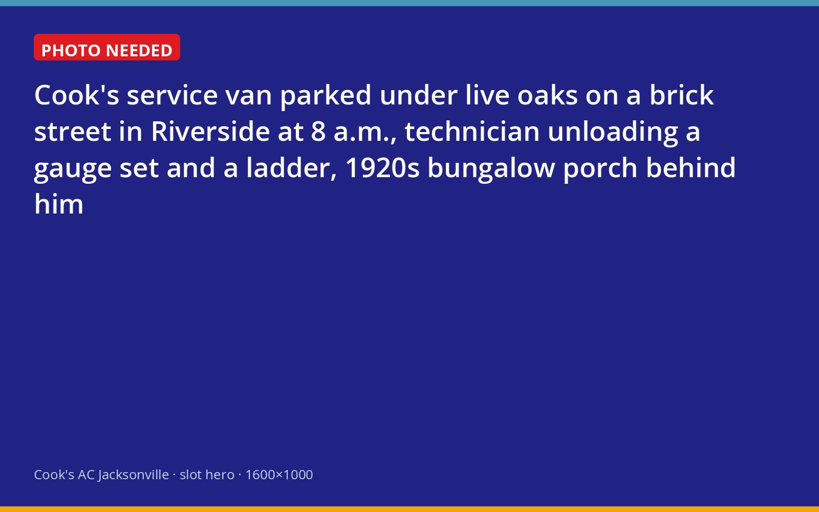 Cook's technician unloading tools from a service van on a tree-lined Riverside street