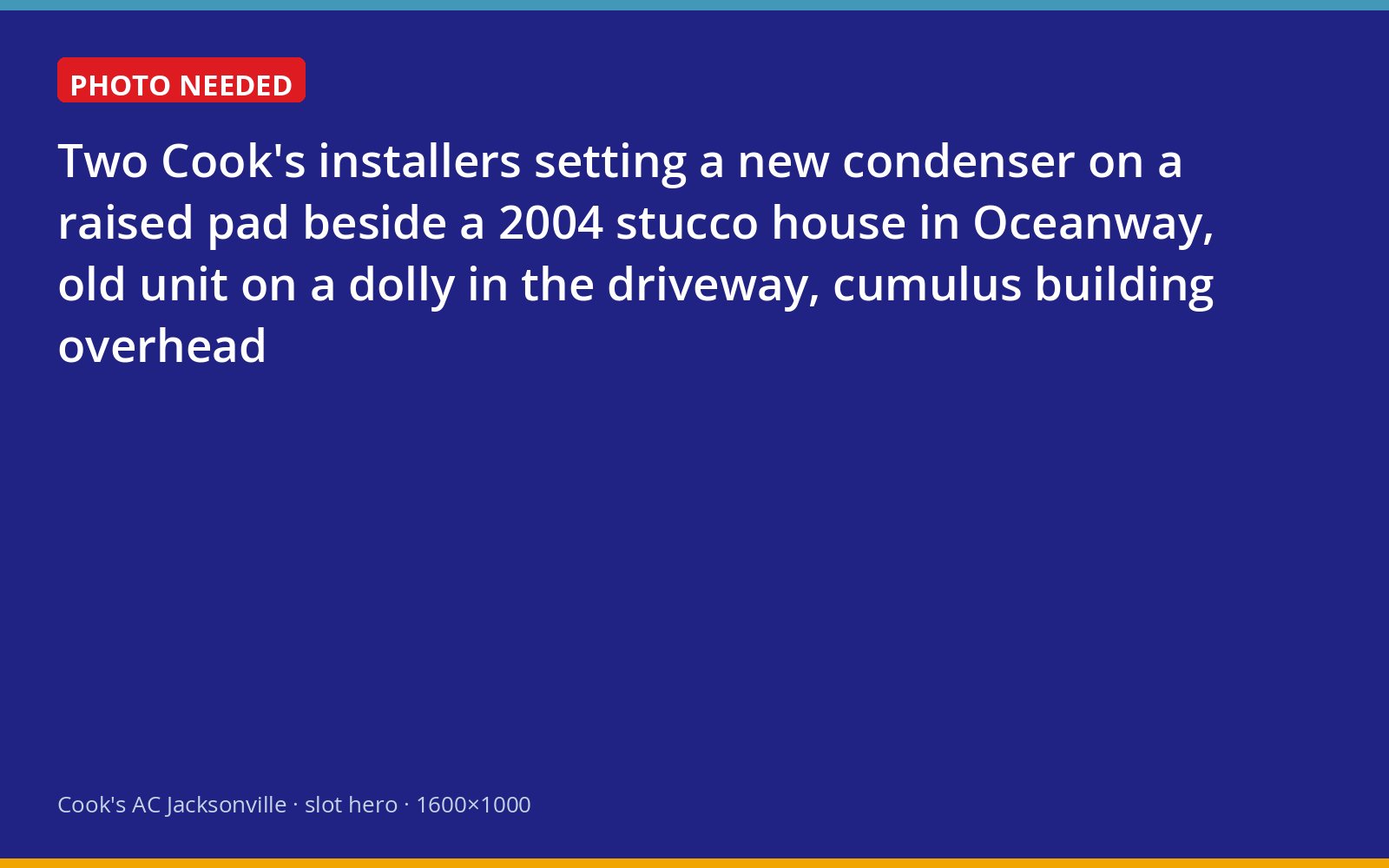 Cook's crew installing a new outdoor air conditioning unit at an Oceanway home