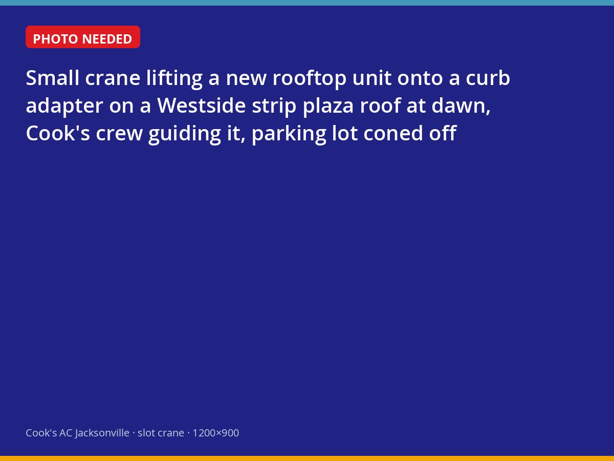 New rooftop unit being set by crane on a Jacksonville strip plaza