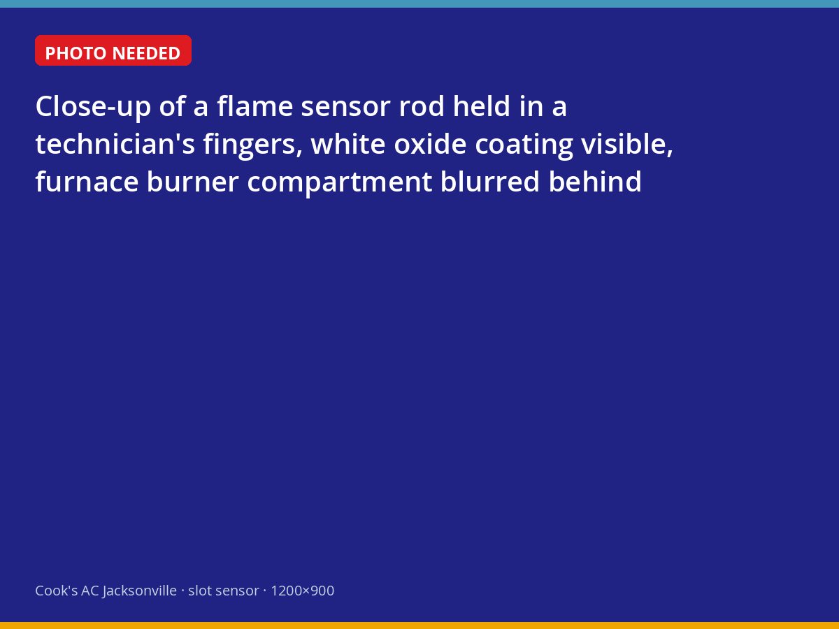 Oxidized furnace flame sensor removed for cleaning